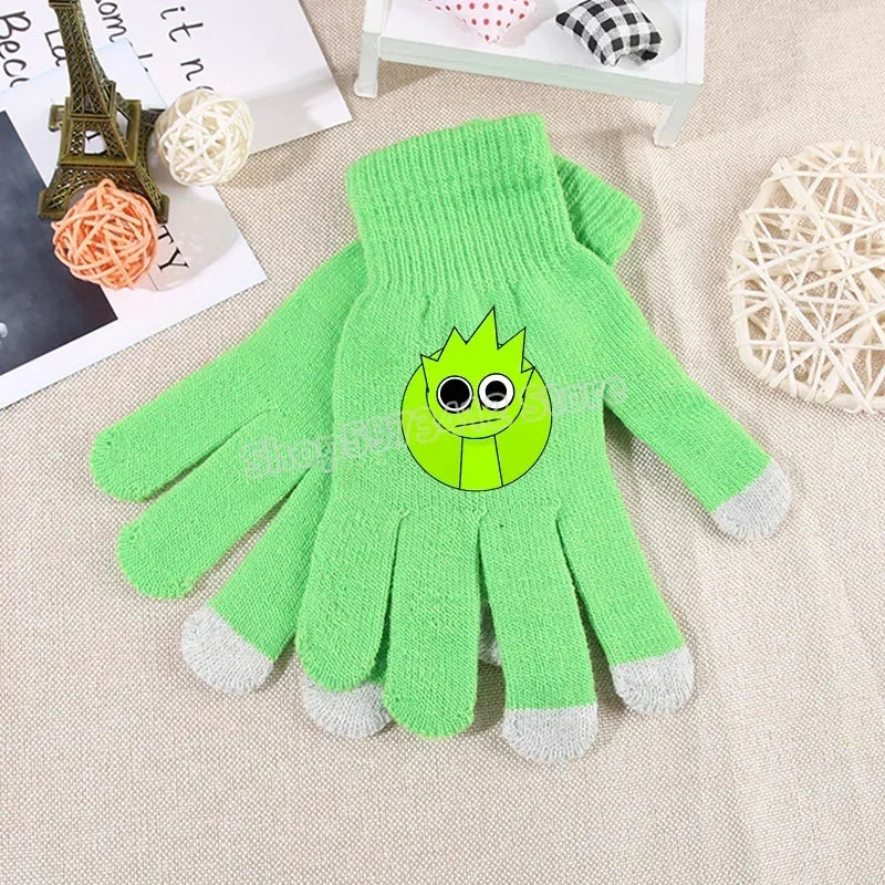 Incredibox Sprunki Kids Knitted Gloves – Winter Warm Cartoon Anime Fashion Accessories for Boys & Girls, Perfect Birthday Gift.