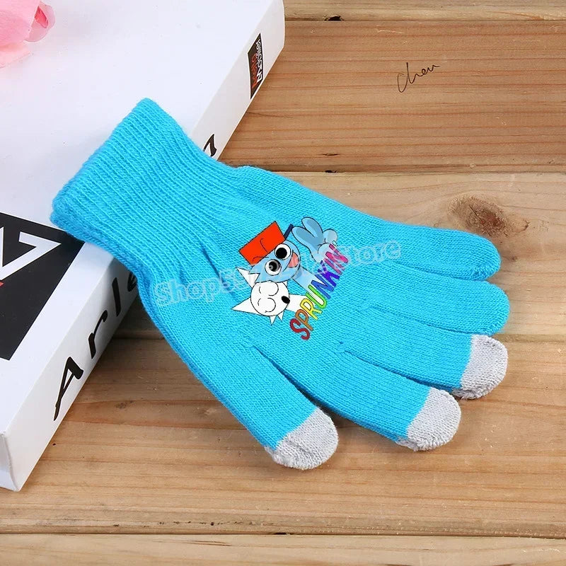 Incredibox Sprunki Kids Knitted Gloves – Winter Warm Cartoon Anime Fashion Accessories for Boys & Girls, Perfect Birthday Gift.