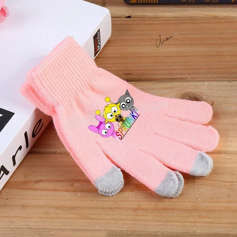 Incredibox Sprunki Kids Knitted Gloves – Winter Warm Cartoon Anime Fashion Accessories for Boys & Girls, Perfect Birthday Gift.