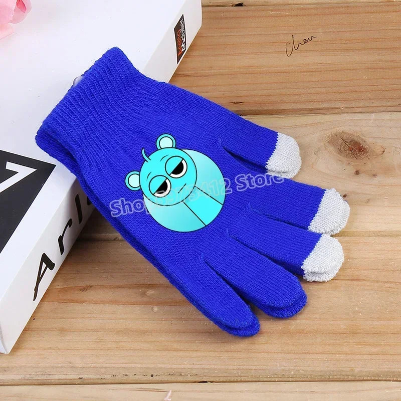 Incredibox Sprunki Kids Knitted Gloves – Winter Warm Cartoon Anime Fashion Accessories for Boys & Girls, Perfect Birthday Gift.