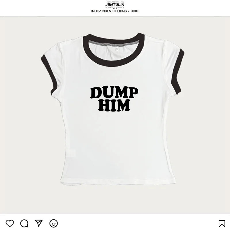 Dump Him Graphic Crop Top – Gothic Y2K Harajuku Tee