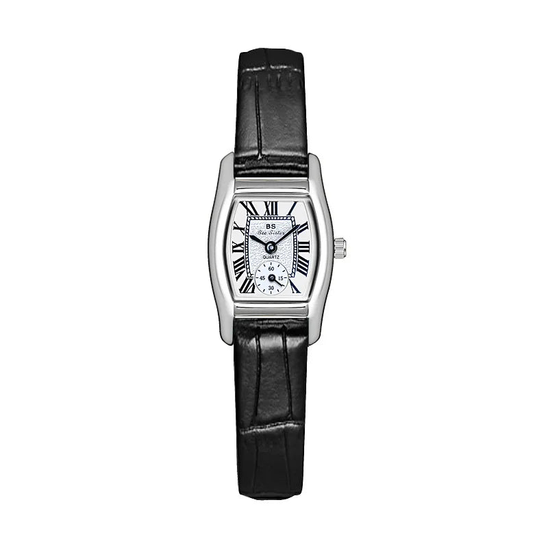 Women’s Vintage Rectangle Watch – Elegant Leather Strap, Golden Quartz 2025
