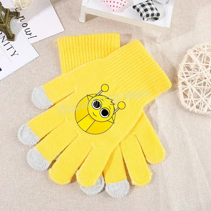 Incredibox Sprunki Kids Knitted Gloves – Winter Warm Cartoon Anime Fashion Accessories for Boys & Girls, Perfect Birthday Gift.