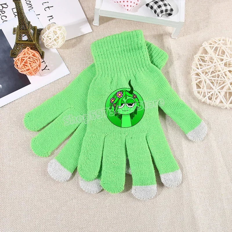 Incredibox Sprunki Kids Knitted Gloves – Winter Warm Cartoon Anime Fashion Accessories for Boys & Girls, Perfect Birthday Gift.