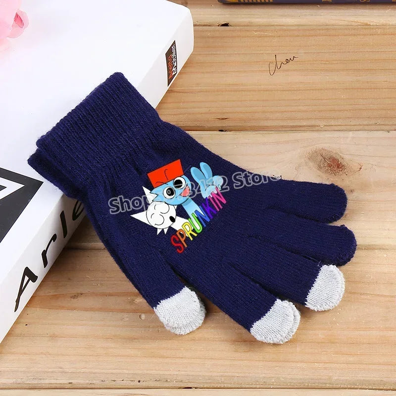 Incredibox Sprunki Kids Knitted Gloves – Winter Warm Cartoon Anime Fashion Accessories for Boys & Girls, Perfect Birthday Gift.