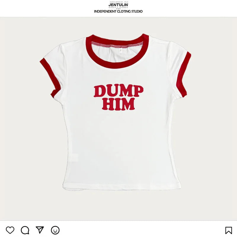 Dump Him Graphic Crop Top – Gothic Y2K Harajuku Tee