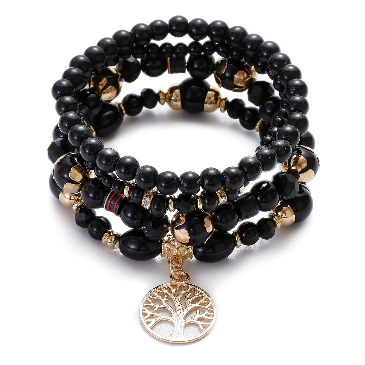 Bohemian Tree of Life Bracelet Set – Women’s Blue Stone Beaded Wrap Charm Bracelets, Ethnic Style Pulseras, Perfect Gift for Her