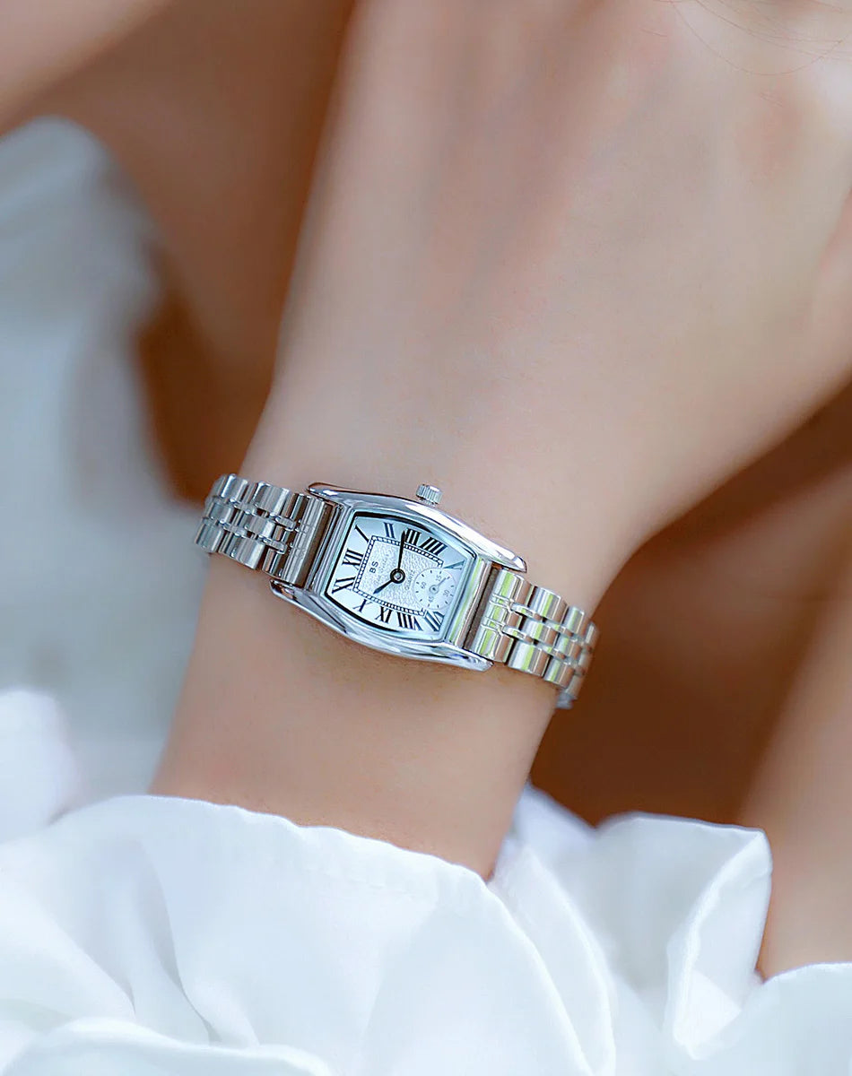 Women’s Vintage Rectangle Watch – Elegant Leather Strap, Golden Quartz 2025