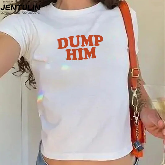Dump Him Graphic Crop Top – Gothic Y2K Harajuku Tee