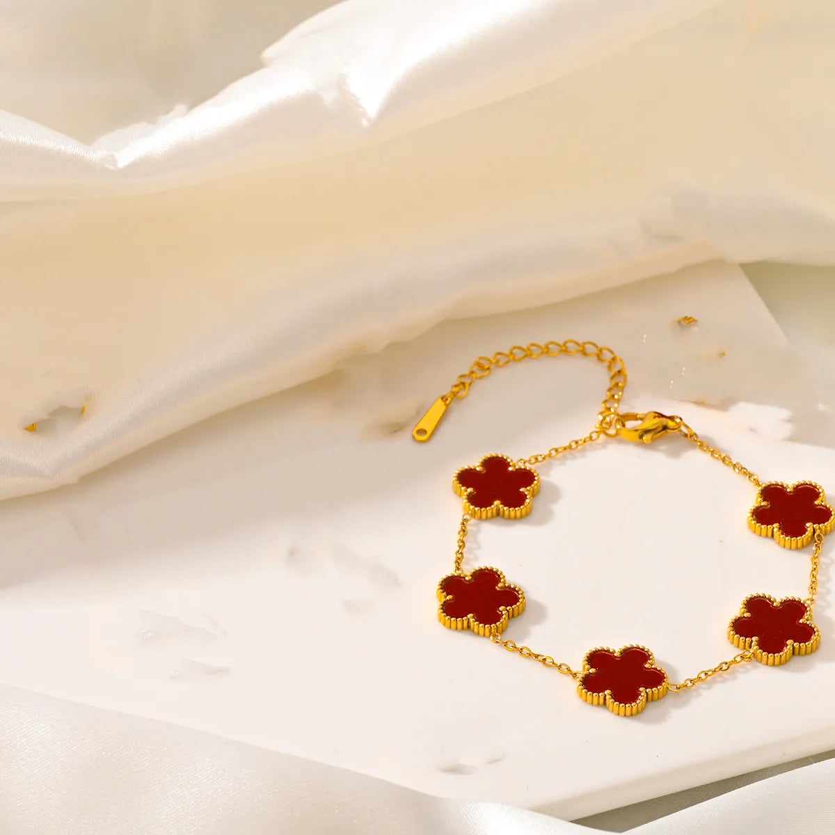 Women’s Trendy 18K Gold Plated Jewelry Set – Five Leaf Clover Necklace, Bracelet & Earrings, Stainless Steel Jewelry Para Mujer.