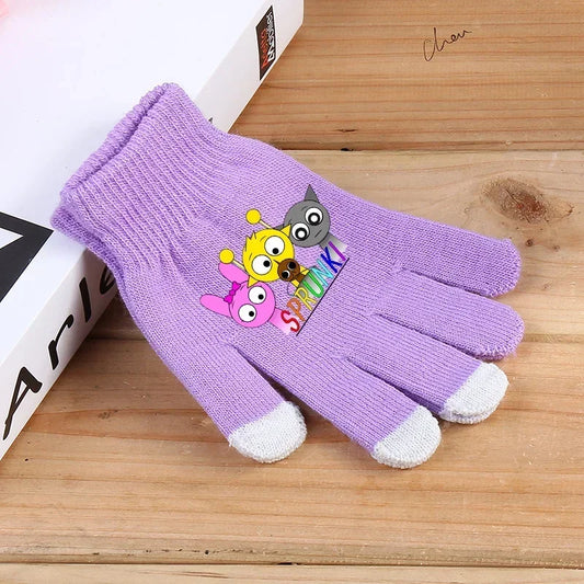 Incredibox Sprunki Kids Knitted Gloves – Winter Warm Cartoon Anime Fashion Accessories for Boys & Girls, Perfect Birthday Gift.