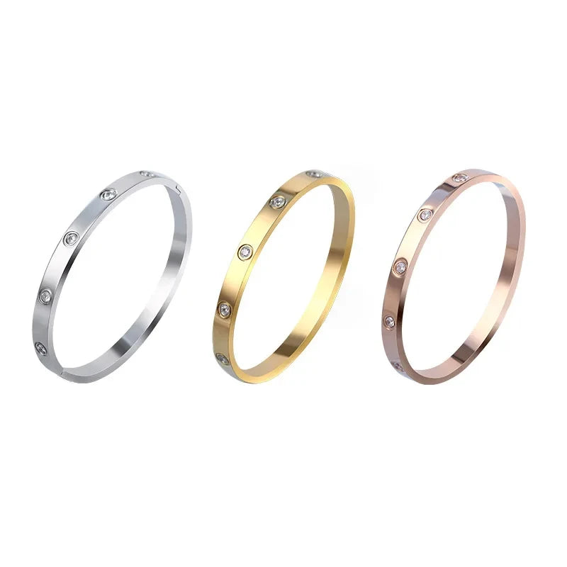 Fashion Crystal Bangle – Stainless Steel Charm Bracelet Gift