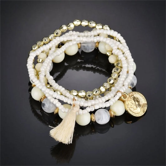 Bohemia Multicolor Beaded Tassel Bracelet – Handmade Summer Jewelry
