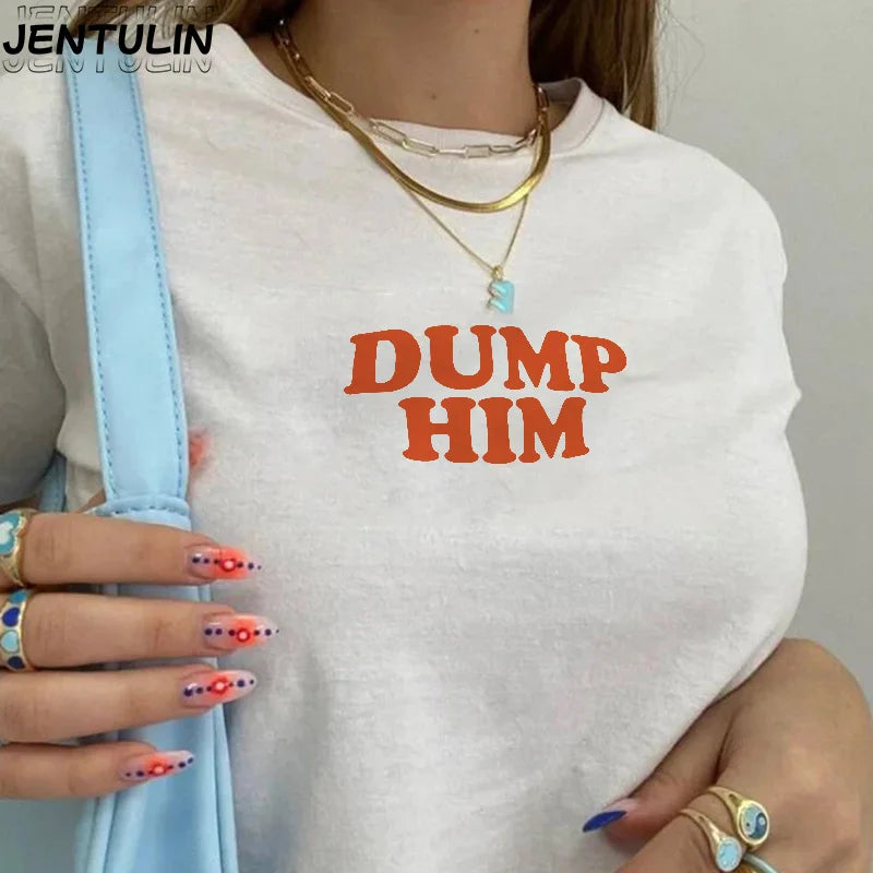 Dump Him Graphic Crop Top – Gothic Y2K Harajuku Tee