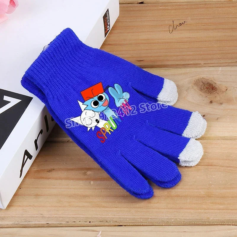 Incredibox Sprunki Kids Knitted Gloves – Winter Warm Cartoon Anime Fashion Accessories for Boys & Girls, Perfect Birthday Gift.