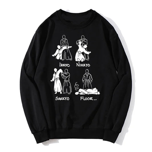 Aikido Art Print Hoodie – Cotton O-Neck Hip Hop Unisex Sweatshirt, Funny Harajuku Pullover for Spring & Autumn Streetwear.