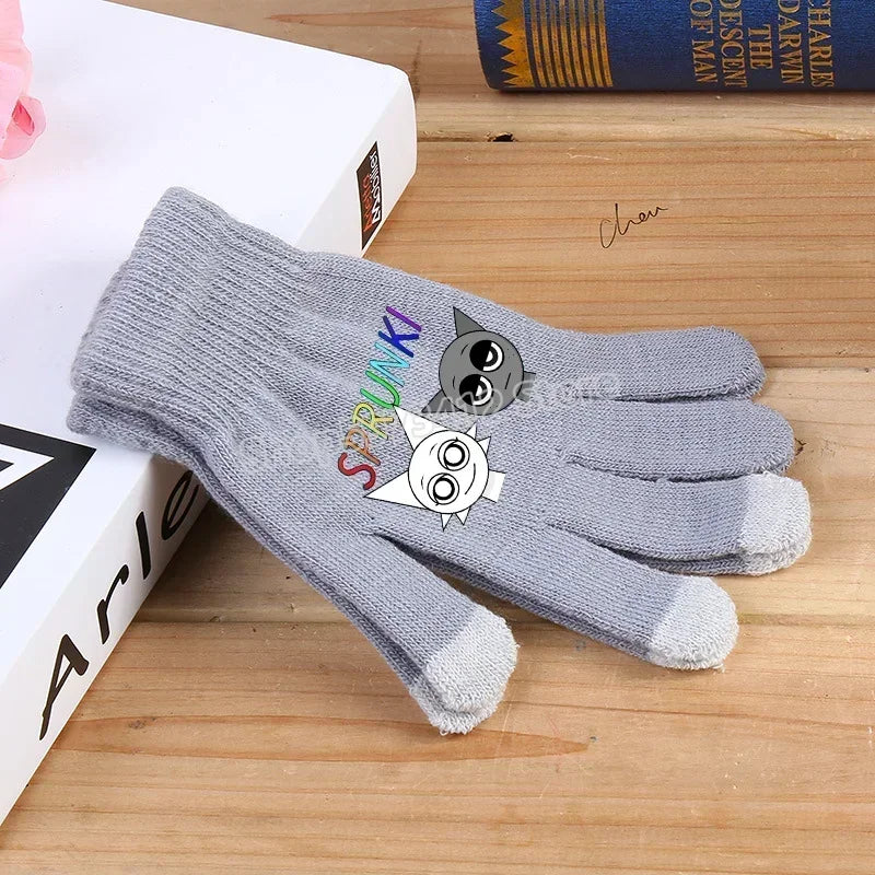 Incredibox Sprunki Kids Knitted Gloves – Winter Warm Cartoon Anime Fashion Accessories for Boys & Girls, Perfect Birthday Gift.