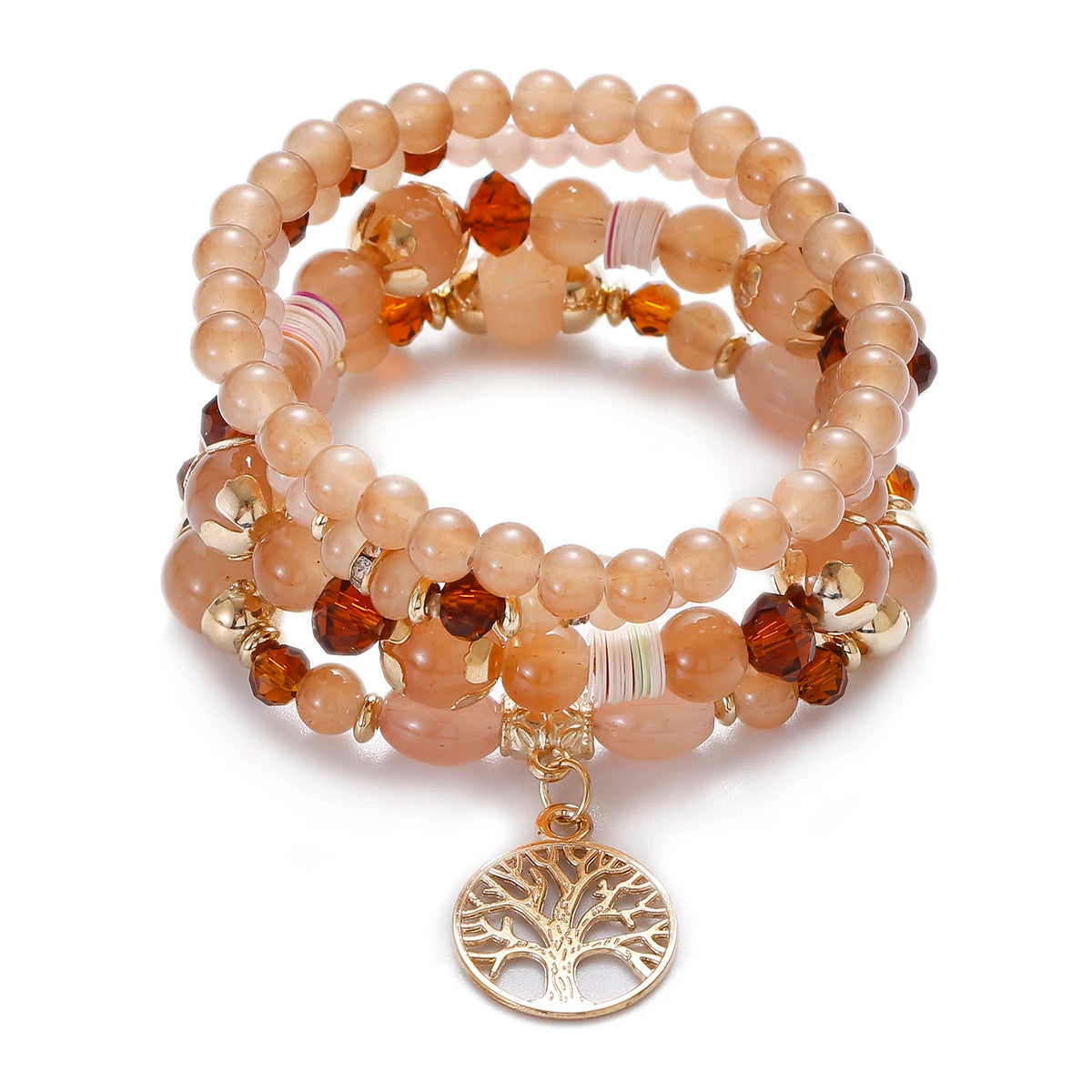 Bohemian Tree of Life Bracelet Set – Women’s Blue Stone Beaded Wrap Charm Bracelets, Ethnic Style Pulseras, Perfect Gift for Her