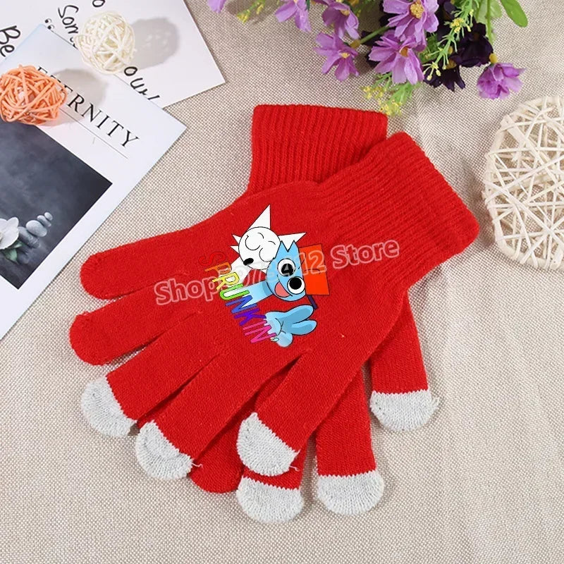 Incredibox Sprunki Kids Knitted Gloves – Winter Warm Cartoon Anime Fashion Accessories for Boys & Girls, Perfect Birthday Gift.