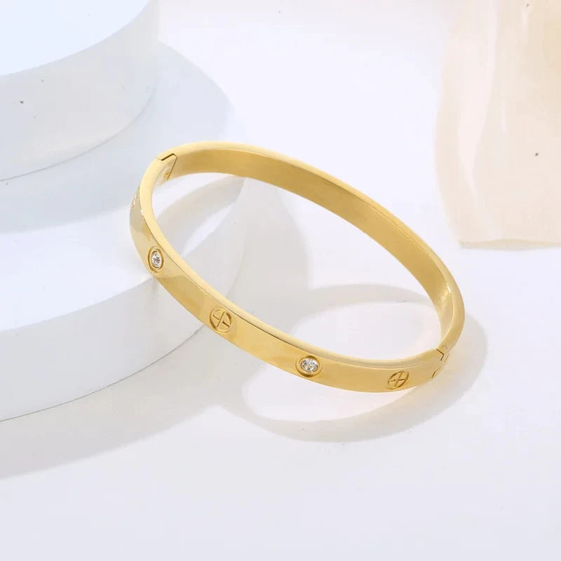 Fashion Crystal Bangle – Stainless Steel Charm Bracelet Gift