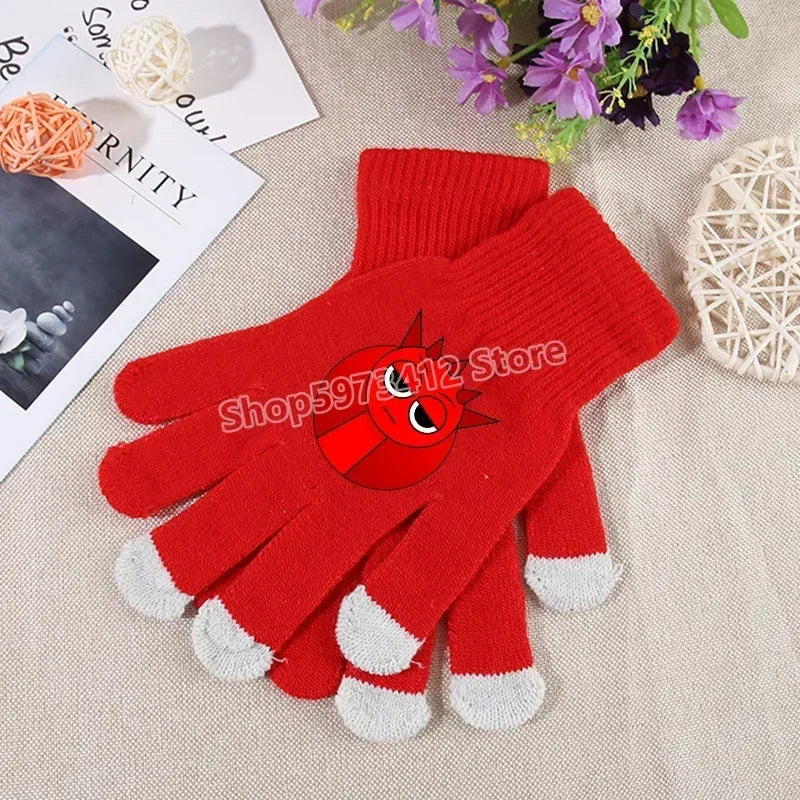 Incredibox Sprunki Kids Knitted Gloves – Winter Warm Cartoon Anime Fashion Accessories for Boys & Girls, Perfect Birthday Gift.