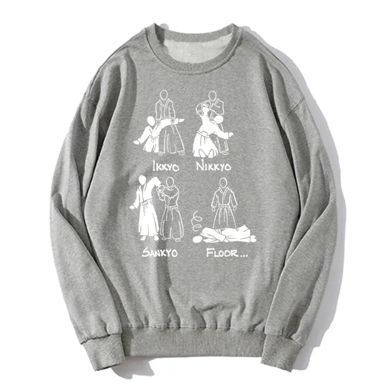 Aikido Art Print Hoodie – Cotton O-Neck Hip Hop Unisex Sweatshirt, Funny Harajuku Pullover for Spring & Autumn Streetwear.