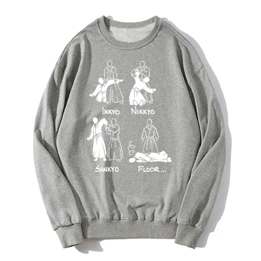 Aikido Art Print Hoodie – Cotton O-Neck Hip Hop Unisex Sweatshirt, Funny Harajuku Pullover for Spring & Autumn Streetwear.
