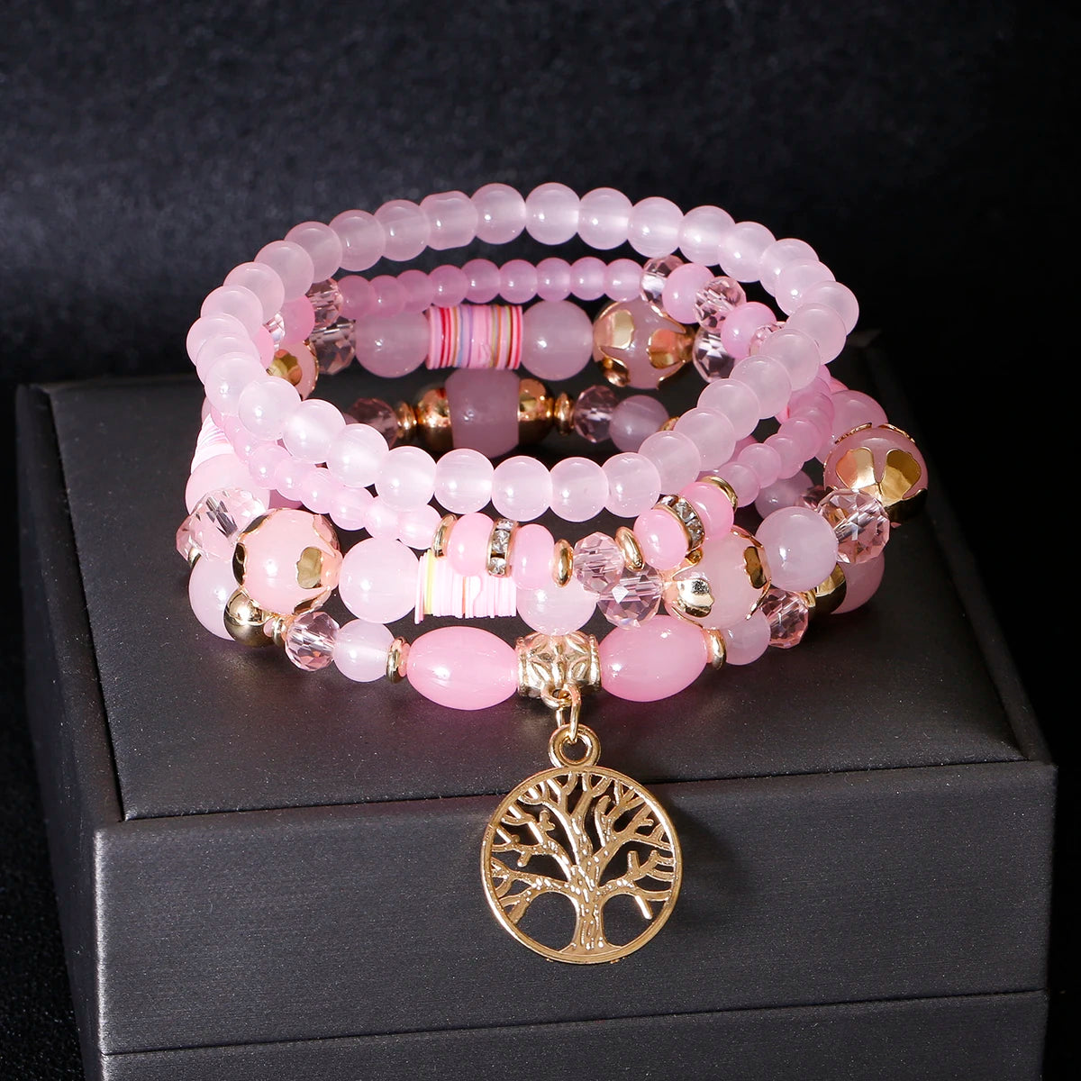 Bohemian Tree of Life Bracelet Set – Women’s Blue Stone Beaded Wrap Charm Bracelets, Ethnic Style Pulseras, Perfect Gift for Her