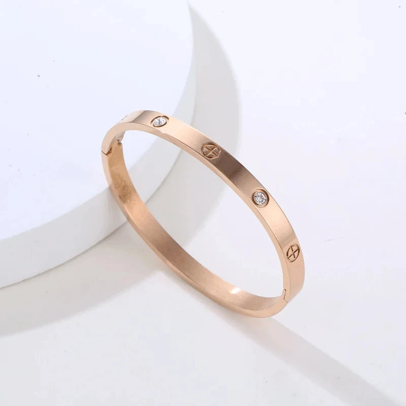 Fashion Crystal Bangle – Stainless Steel Charm Bracelet Gift