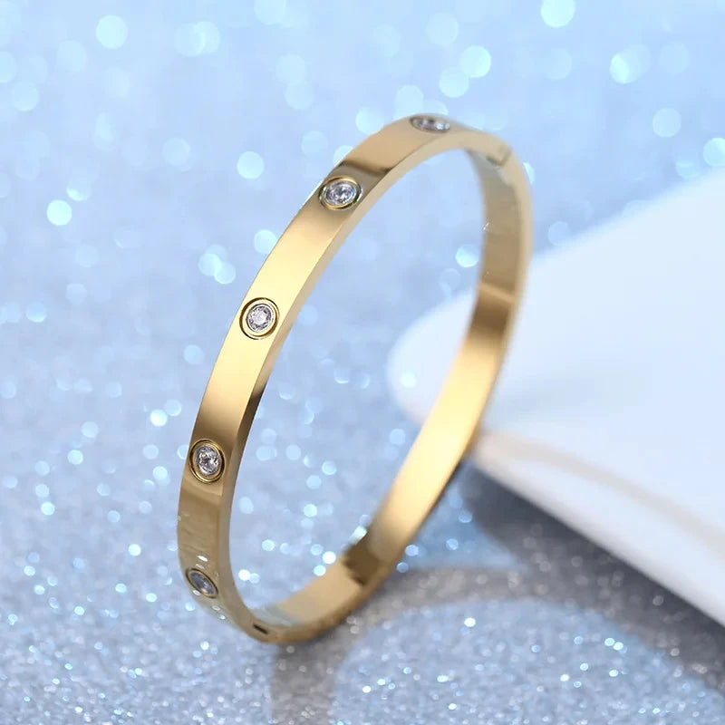 Fashion Crystal Bangle – Stainless Steel Charm Bracelet Gift