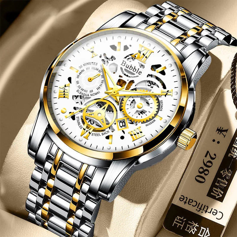 UTHAI Men’s Luxury Quartz Watch – Waterproof Roman Dial, Versatile Style
