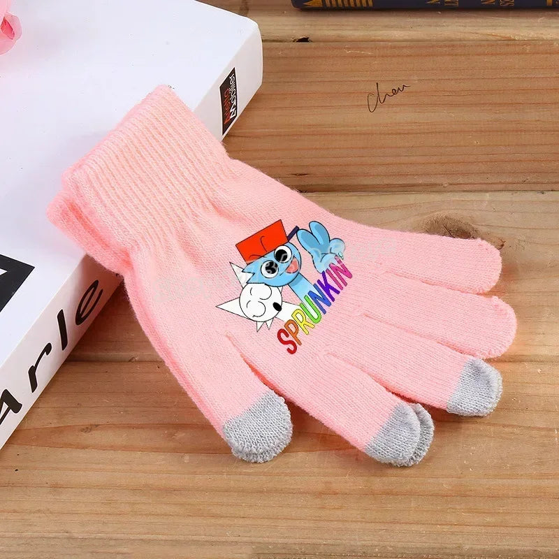 Incredibox Sprunki Kids Knitted Gloves – Winter Warm Cartoon Anime Fashion Accessories for Boys & Girls, Perfect Birthday Gift.