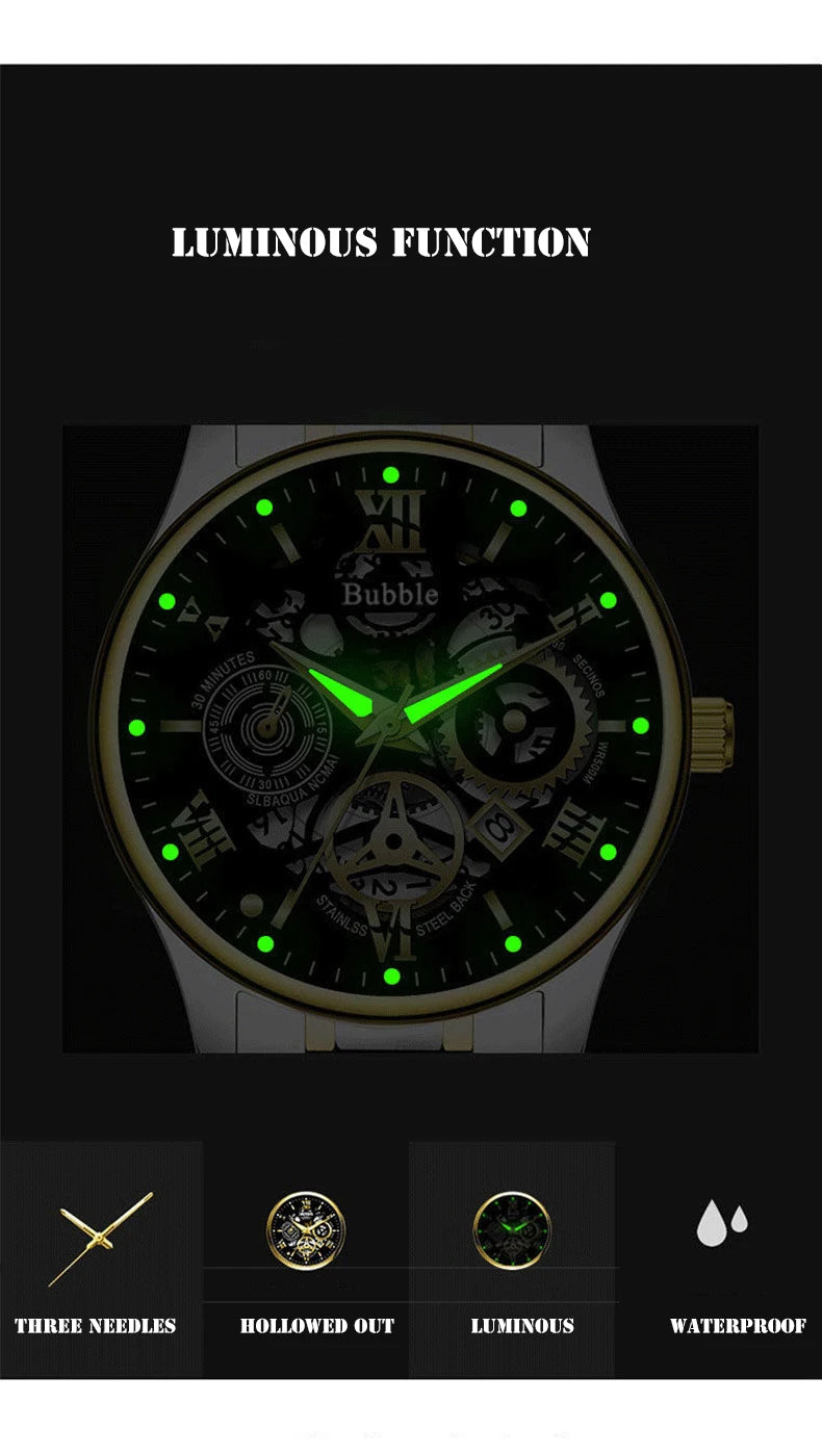 UTHAI Men’s Luxury Quartz Watch – Waterproof Roman Dial, Versatile Style