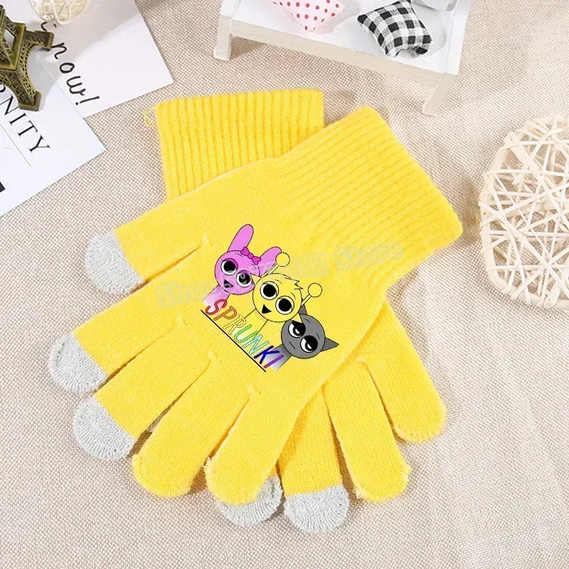 Incredibox Sprunki Kids Knitted Gloves – Winter Warm Cartoon Anime Fashion Accessories for Boys & Girls, Perfect Birthday Gift.