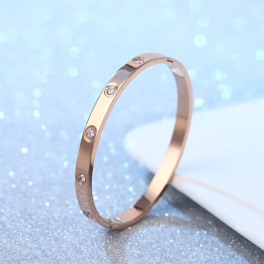 Fashion Crystal Bangle – Stainless Steel Charm Bracelet Gift