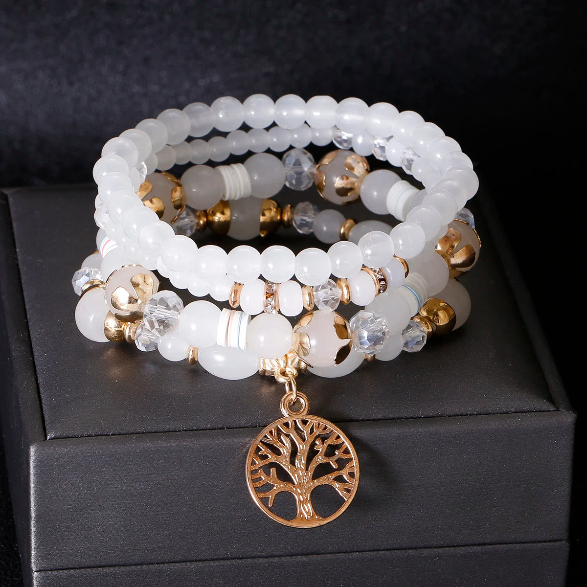 Bohemian Tree of Life Bracelet Set – Women’s Blue Stone Beaded Wrap Charm Bracelets, Ethnic Style Pulseras, Perfect Gift for Her