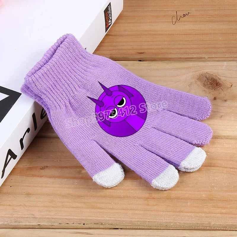 Incredibox Sprunki Kids Knitted Gloves – Winter Warm Cartoon Anime Fashion Accessories for Boys & Girls, Perfect Birthday Gift.
