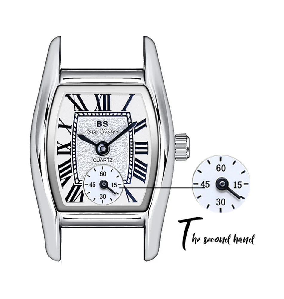 Women’s Vintage Rectangle Watch – Elegant Leather Strap, Golden Quartz 2025