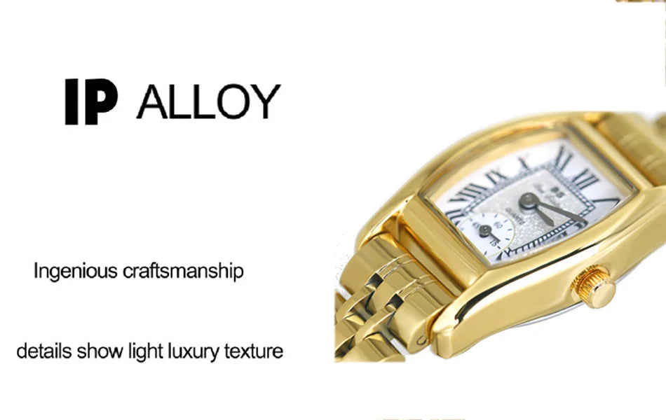 Women’s Vintage Rectangle Watch – Elegant Leather Strap, Golden Quartz 2025