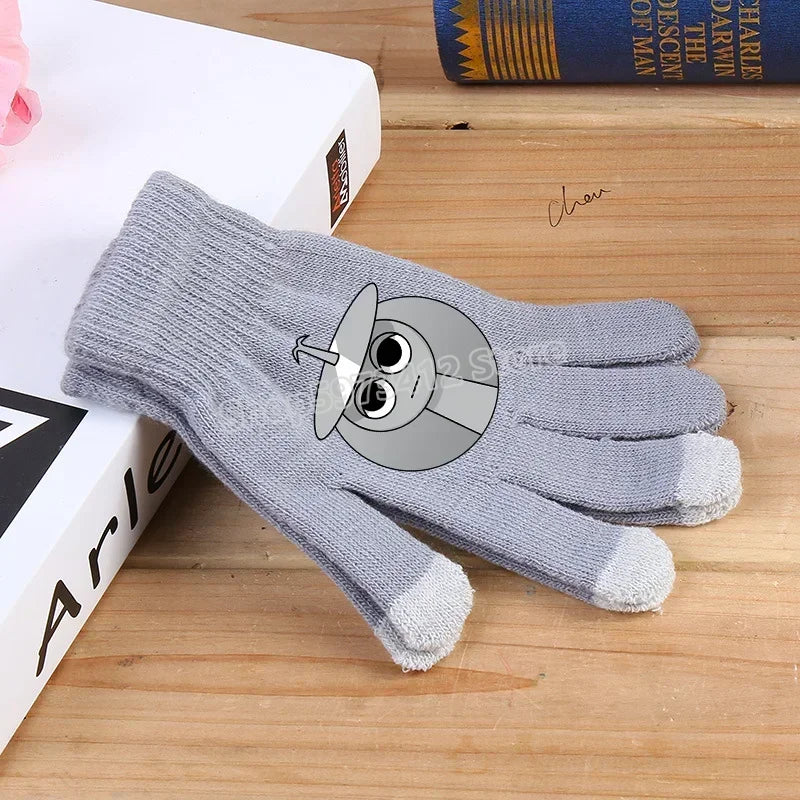 Incredibox Sprunki Kids Knitted Gloves – Winter Warm Cartoon Anime Fashion Accessories for Boys & Girls, Perfect Birthday Gift.
